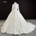 Jancemebr RSM67129 elegante vestido de novia de cristal con abalorios musulmanes de lujo de manga larga y cuello alto